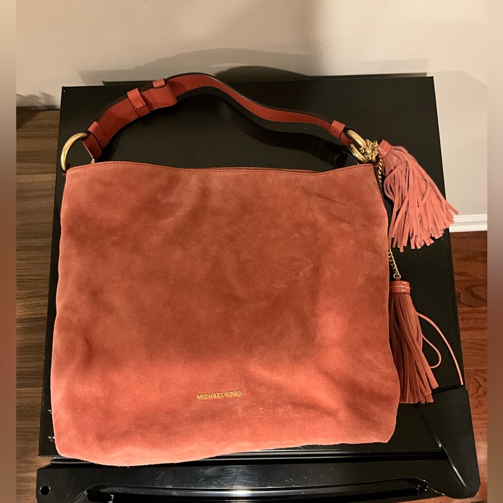 Michael Kors Suede Shoulder Bag - Coral